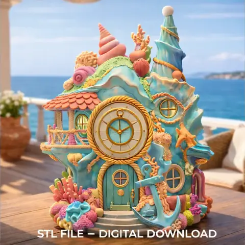 Seashell Fantasy House – Ocean Coral Cottage STL | 3D Printable Model