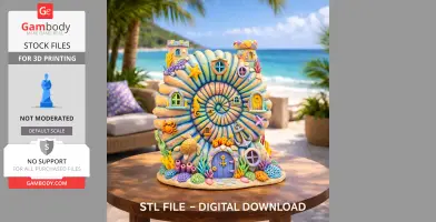 Nautilus Seashell Fantasy House – Ocean Coral Cottage STL | 3D Printable Model
