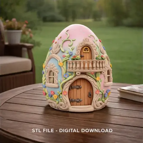 Fantasy Egg Cottage House – STL File 3D Printable