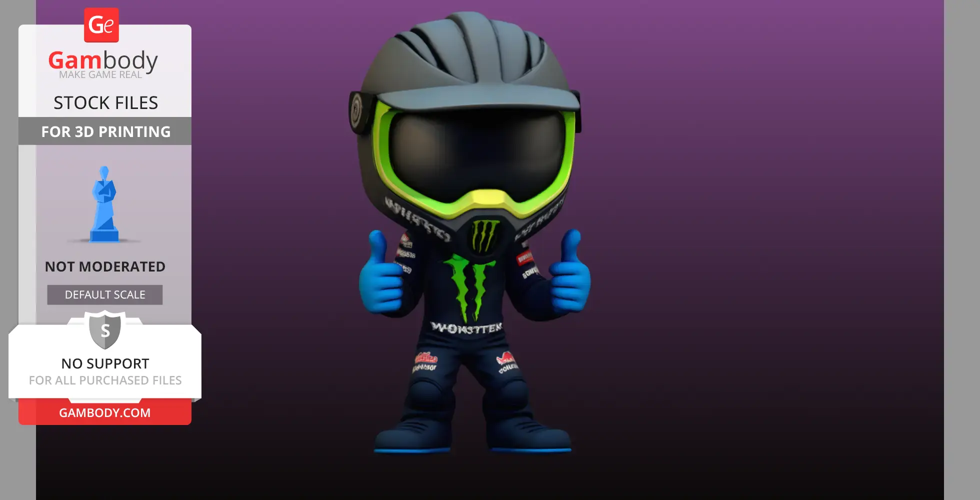 Chibi motorcross rider - STL files for 3D Printing | Gambody Stock