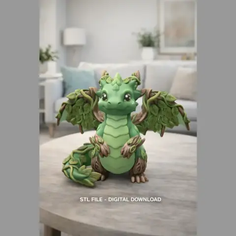 Wood Dragon – STL File 3D Printable Fantasy Dragon Figurine