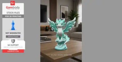 Water Dragon – STL File 3D Printable Fantasy Dragon Figurine