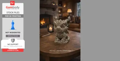 Baby Stone Dragon STL File 3D Printable Fantasy Dragon Figurine