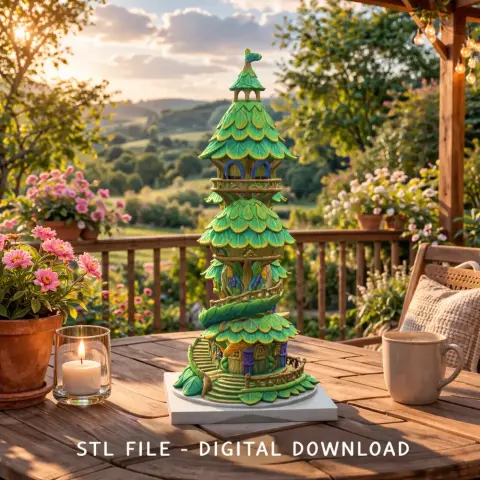 Enchanted Spiral Tree Tower STL File 3D Printable Fantasy Treehouse