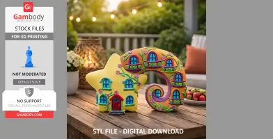 Fantasy Star House Magical Spiral Bookend STL File 3D Printable