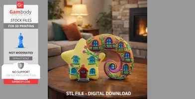 Fantasy Star House Magical Spiral Bookend STL File 3D Printable