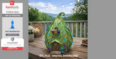 Enchanted Leaf Fairy House STL File 3D Printable Fantasy Cottage