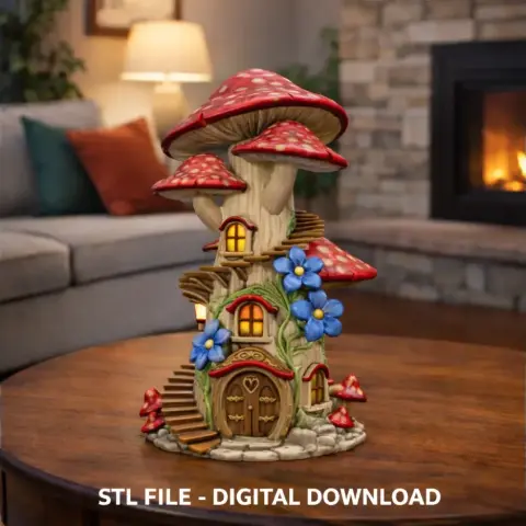 Enchanted Mushroom Tower STL File 3D Printable Fantasy Fairy House