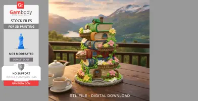 Enchanted Book Tower House STL File 3D Printable