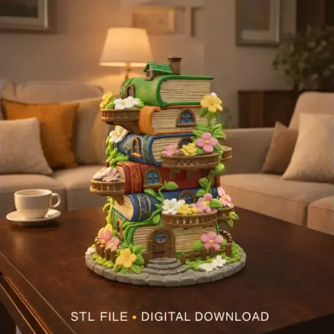 Enchanted Book Tower House STL File 3D Printable