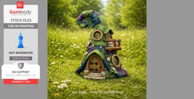 Whimsical Wizard Hat House STL File 3D Printable