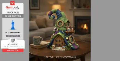 Whimsical Wizard Hat House STL File 3D Printable