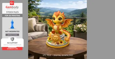 Sun Dragon STL File 3D Printable Fantasy Dragon Figurine