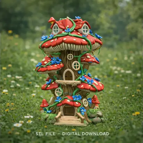 Enchanted Mushroom Village Tower STL File 3D Printable