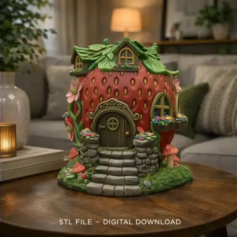 Strawberry Fairy Cottage STL File 3D Printable