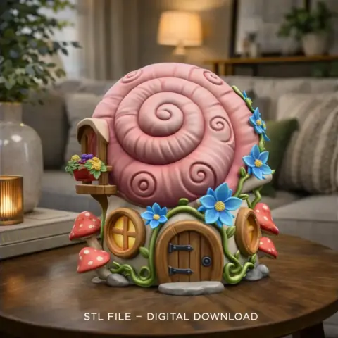Enchanted Snail Shell Cottage STL File 3D Printable