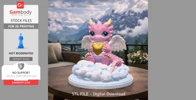 Cute Angel Dragon with Heart STL File 3D Print