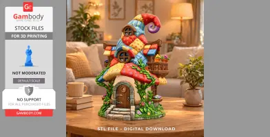 Patchwork Wizard Cottage STL File 3D Print