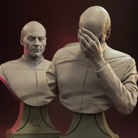 Captain Picard Bust & Facepalm Bust 3D Printer Files | Assembly