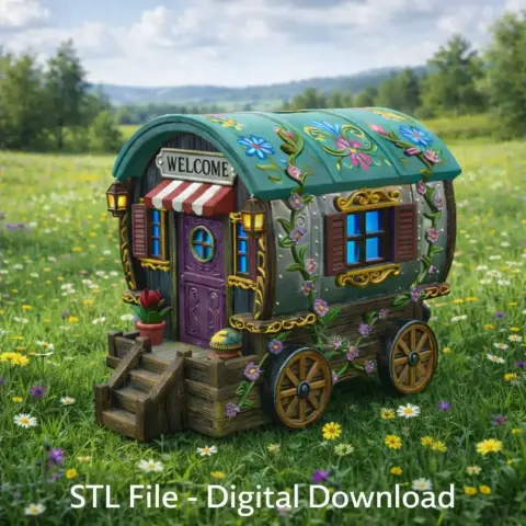 Enchanted Gypsy Wagon Cottage STL File 3D Print