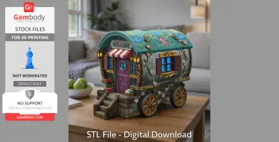 Enchanted Gypsy Wagon Cottage STL File 3D Print