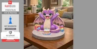 Cute Birthday Dragon STL File for 3D Printing