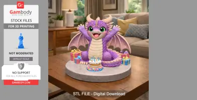 Cute Birthday Dragon STL File for 3D Printing