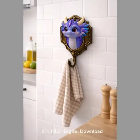 Cute Dragon Wall Hook – STL File for 3D Printing