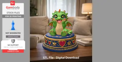 Excited Baby Dragon STL File for 3D Printing