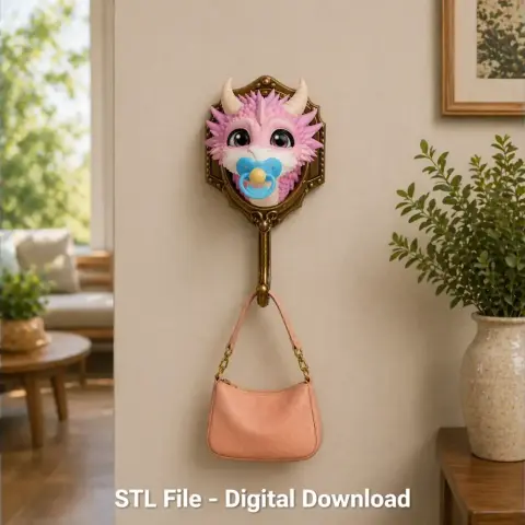 Baby Dragon Wall Hook STL File for 3D Printing