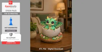 Baby Dragon in Egg – STL File for 3D Printing