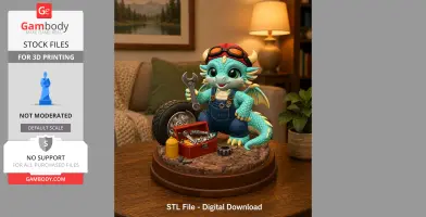 Cute Mechanic Dragon Figurine STL File for 3D Print