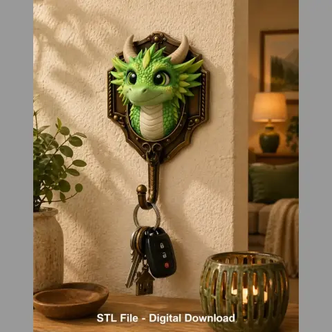Cute Dragon Wall Hook STL File Digital Download