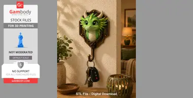 Cute Dragon Wall Hook STL File Digital Download