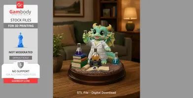 Cute Scientist Dragon Figurine STL File for 3D Print