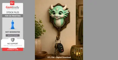 Cute Dragon Wall Hook STL File for 3D Print