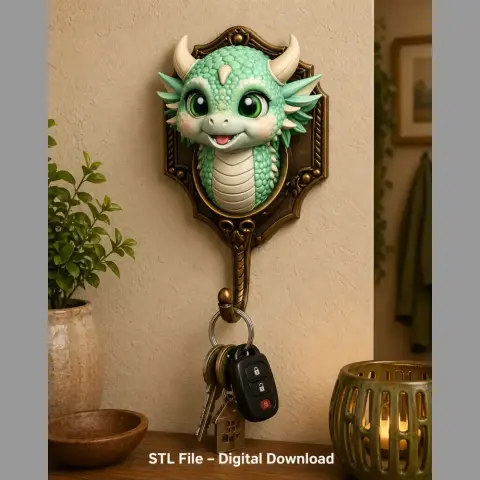 Cute Dragon Wall Hook STL File for 3D Print