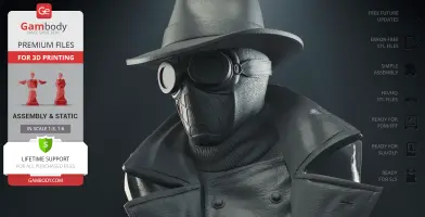 Spider-Man Noir Bust 3D Printer Files | Assembly