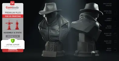 Spider-Man Noir Bust 3D Printer Files | Assembly