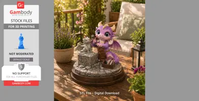 Cute Dragon Sculptor STL File for 3D Printing
