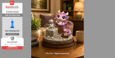 Cute Dragon Sculptor STL File for 3D Printing