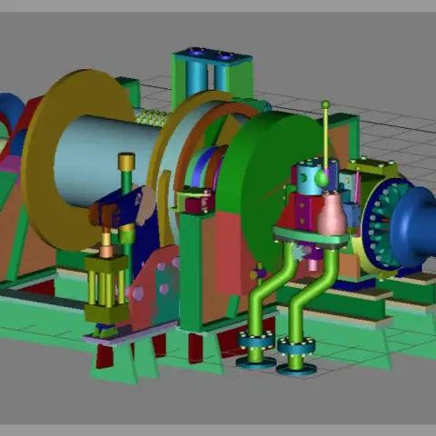High detailed towing winch for tugboats 3D print model