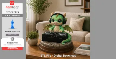 DJ Dragon Figurine – STL File for 3D Printing