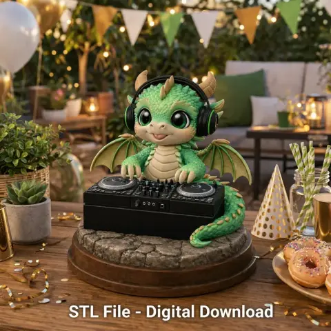 DJ Dragon Figurine – STL File for 3D Printing