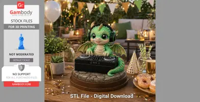 DJ Dragon Figurine – STL File for 3D Printing