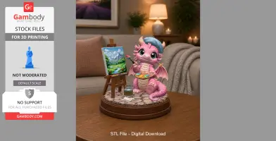 Cute Artist Dragon STL File for 3D Print
