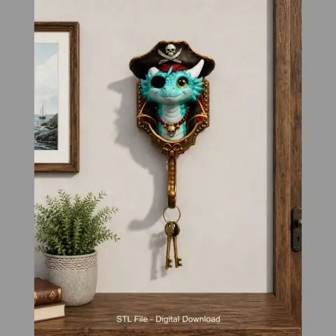 Pirate Dragon Key Holder STL File for 3D Print