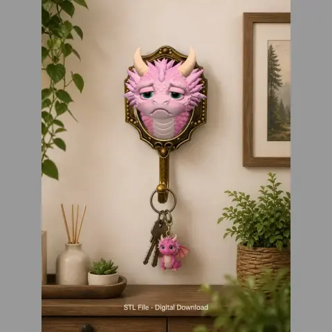 Grumpy Dragon Wall Hook STL File for 3D Print