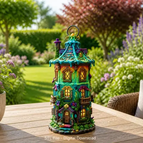 Fantasy Tower Lantern House STL File for 3D Print