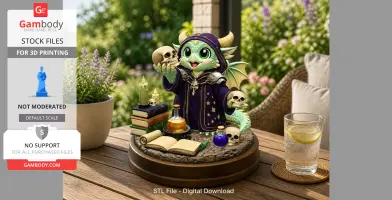 Cute Fantasy Mage Dragon STL File for 3D Printing